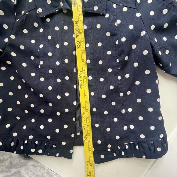 Christopher & Banks Womens Polka Dots Button Down Ruffle Blazer Jacket Black PM - Picture 8 of 9